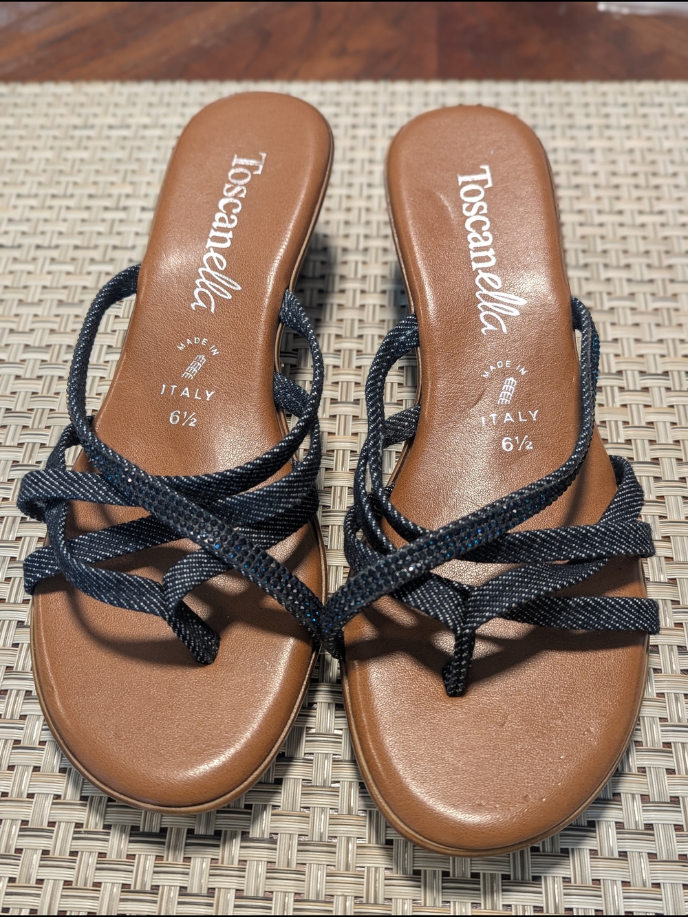 Toscanella Brown Leather Sandal with Black Straps